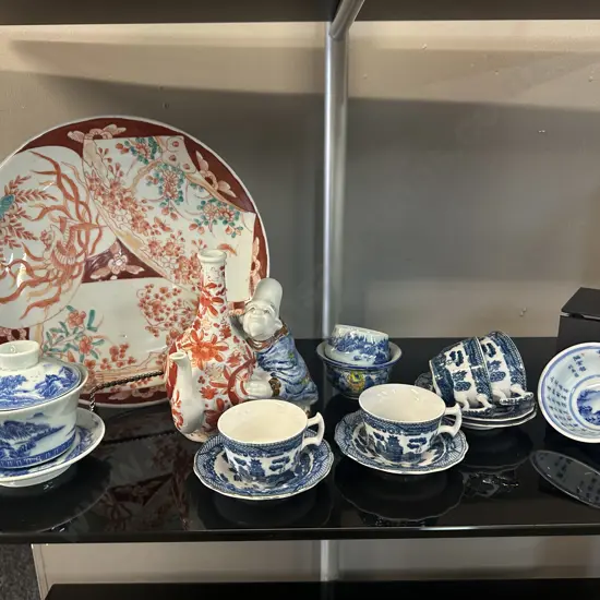 Selection Of Oriental Themed Items Including Japanese Teapot, Asian Plate Etc