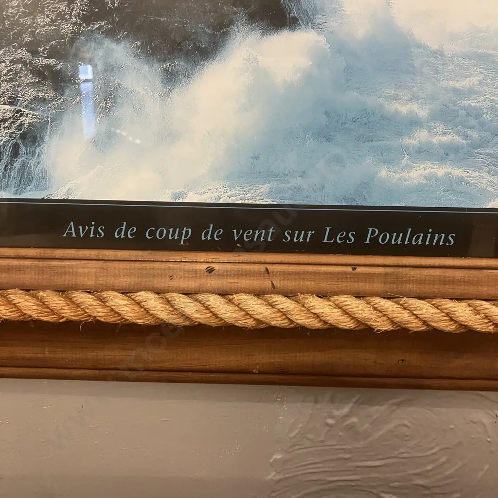 Philip Plisson 'Avis de coup de vent sur les Poulains'  Panaromic Print, Wooden Framed With Rope & Brass Detail Image 1++