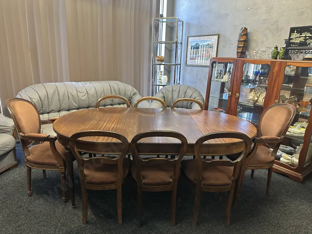 French Antique Louis XVI Dining Suite With Extension Table And 8 Chairs (Includes 2 Carvers) Image 1++