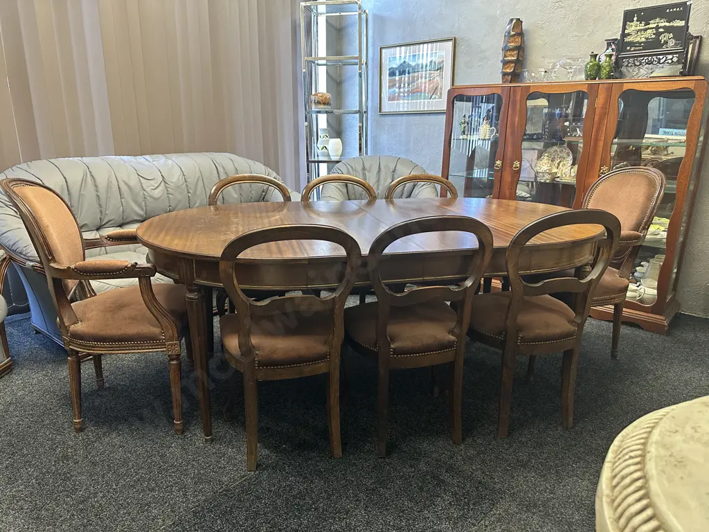 French Antique Louis XVI Dining Suite With Extension Table And 8 Chairs (Includes 2 Carvers) Image 1++