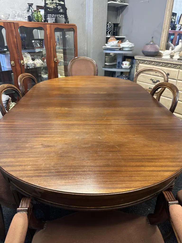 French Antique Louis XVI Dining Suite With Extension Table And 8 Chairs (Includes 2 Carvers) Image 1++