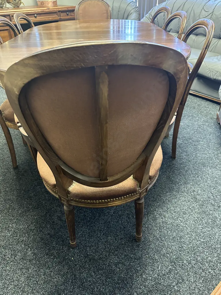 French Antique Louis XVI Dining Suite With Extension Table And 8 Chairs (Includes 2 Carvers) Image 1++