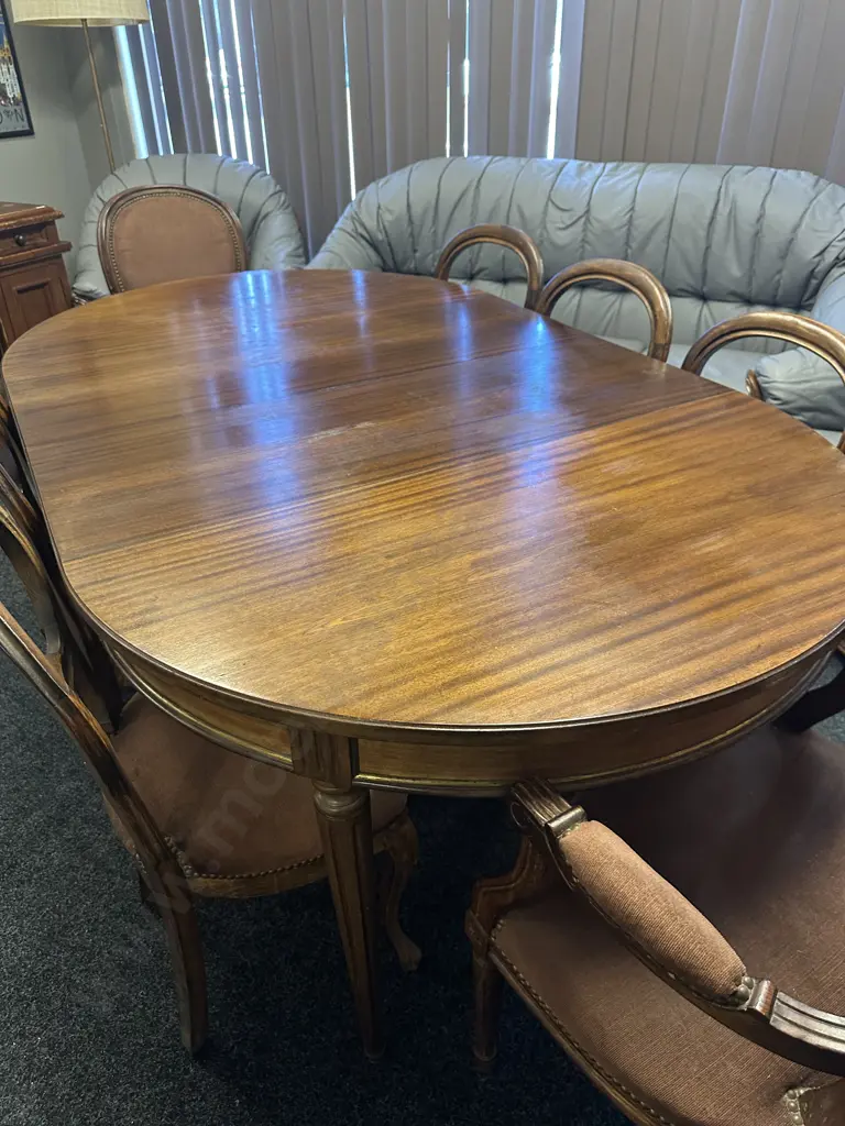 French Antique Louis XVI Dining Suite With Extension Table And 8 Chairs (Includes 2 Carvers) Image 1++