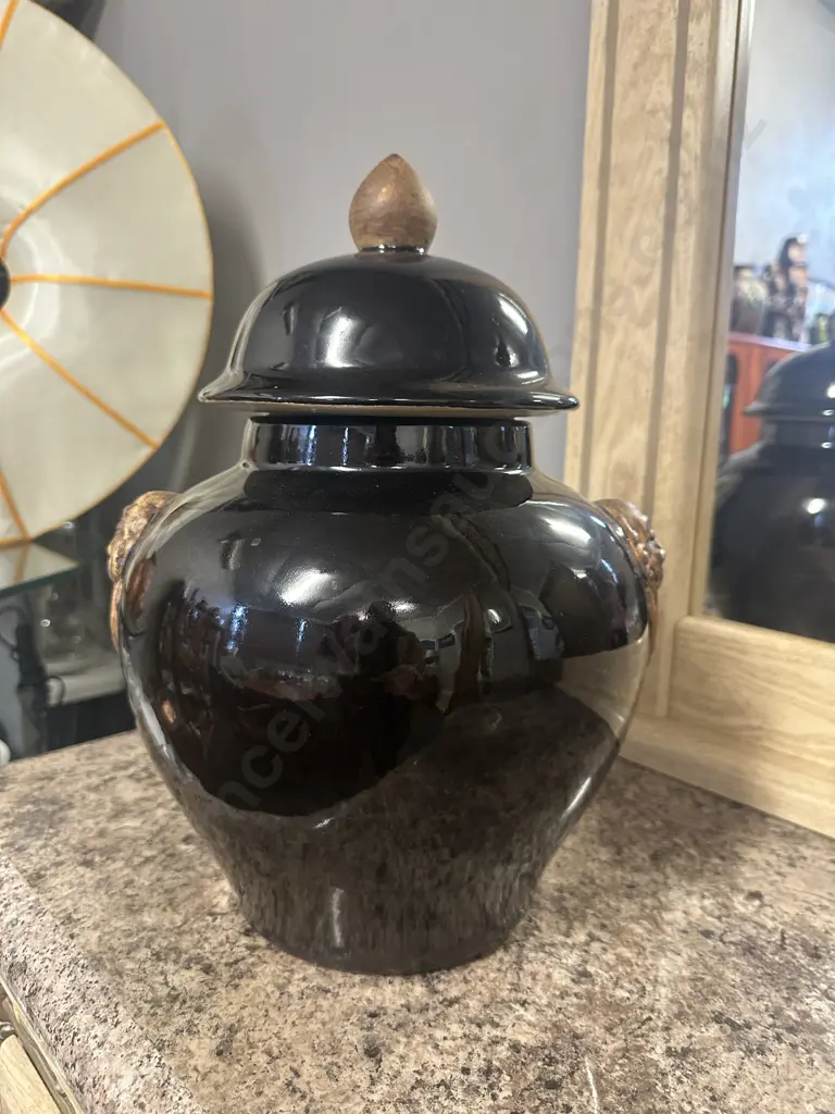 Oriental Themed Glazed  Ginger Jar H36cm. Image 1++