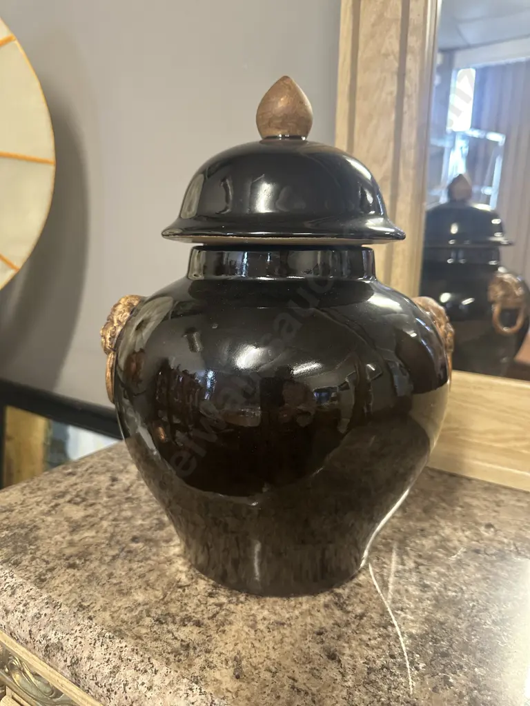 Oriental Themed Glazed  Ginger Jar H36cm. Image 1++