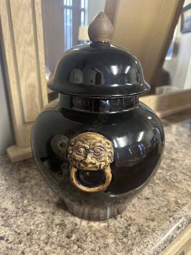 Oriental Themed Glazed  Ginger Jar H36cm. Image 1++