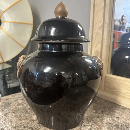 Oriental Themed Glazed  Ginger Jar H36cm.