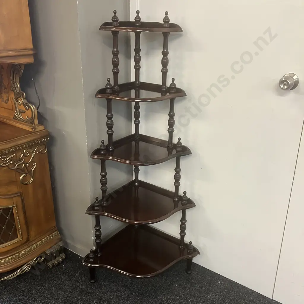 Victorian Style Mahogany 5 Tier Corner Whatnot. H130cm Image 1++