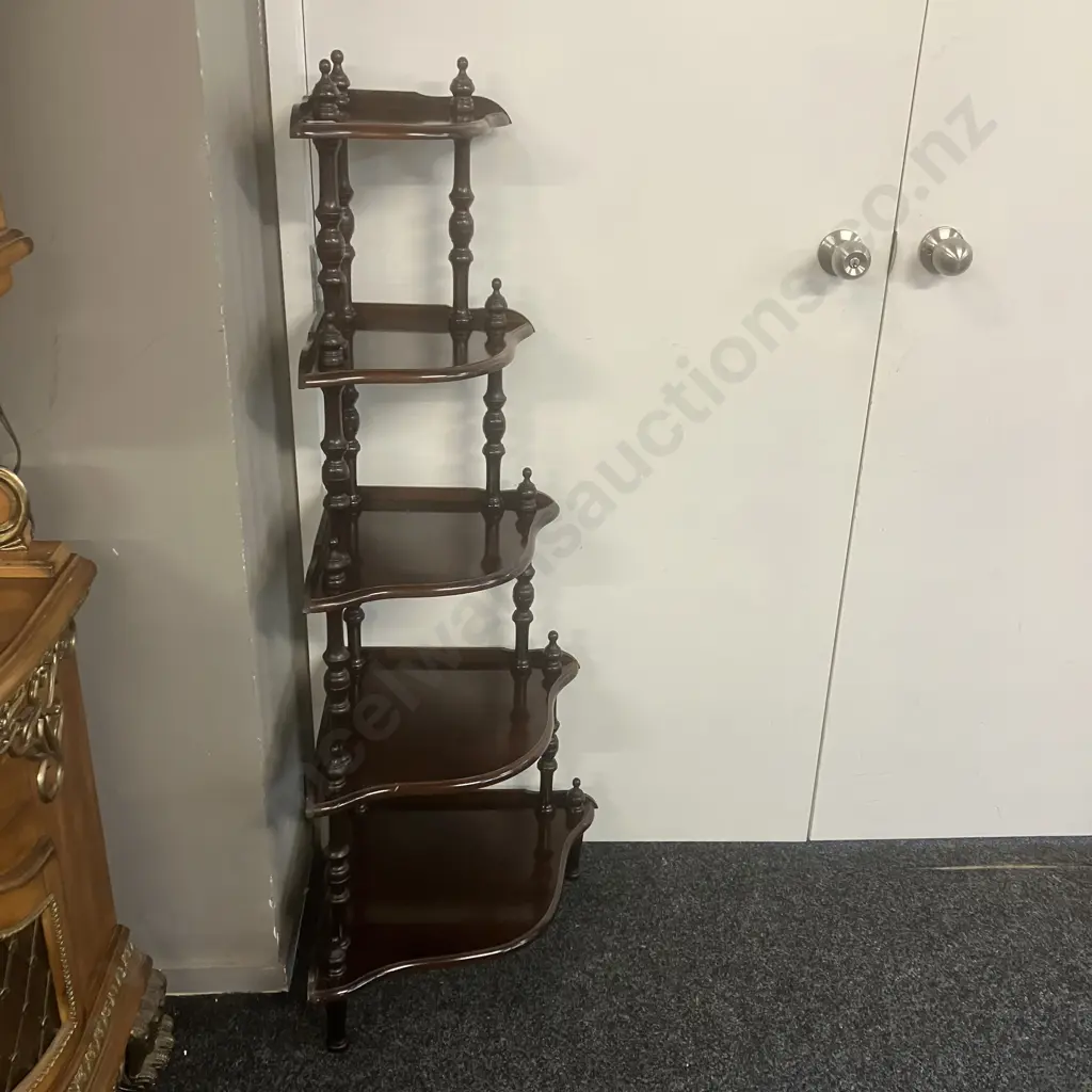 Victorian Style Mahogany 5 Tier Corner Whatnot. H130cm Image 1++