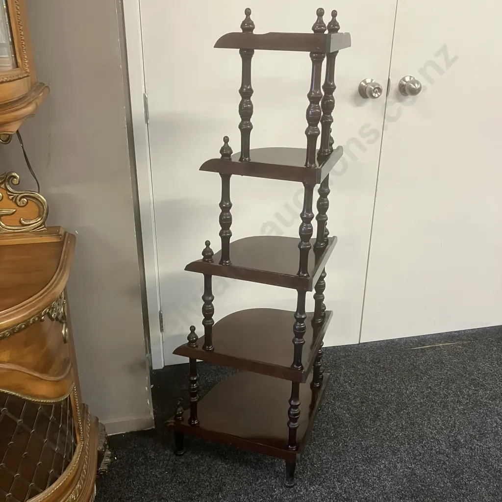 Victorian Style Mahogany 5 Tier Corner Whatnot. H130cm Image 1++