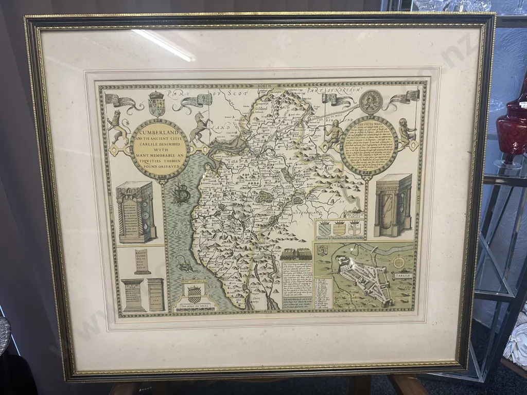 Vintage Framed Artwork Print Cumberland & The Ancient Citie Carlile H59,W70cm. Image 1++