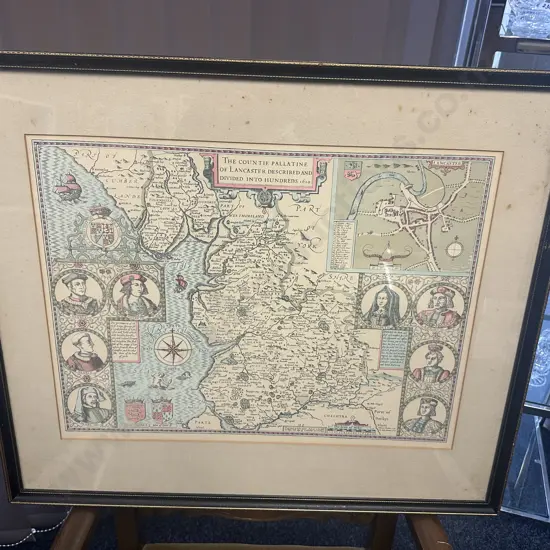 Vintage Framed Artwork Print 'The Countie Pallatine' Of Lancaster H59,W70cm.