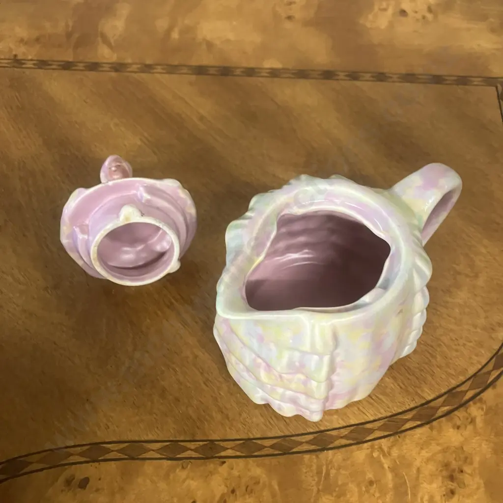 Sadlers Green & Pink Mottle Glazed 'Ye Daintee Lady' Teapot c1937 Image 1++