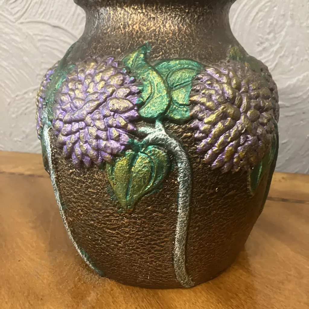 Pottery Vase In A Roseville Pottery Sunflowers Style. H22cm Image 1++
