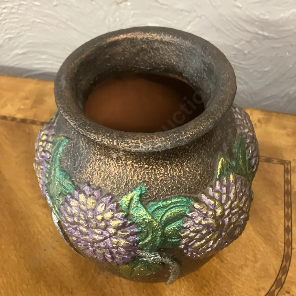 Pottery Vase In A Roseville Pottery Sunflowers Style. H22cm Image 1++