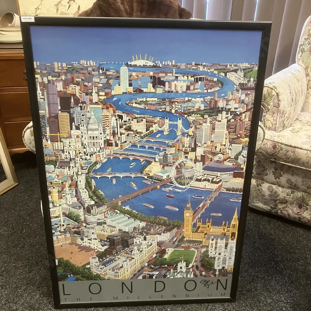 Christopher Rogers "London The Millennium" Signed & Famed Poster Art Print With Info Sheet. 94 x 64cm Image 1++