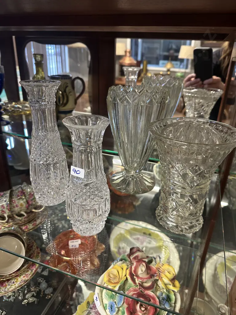 Vintage Cut Glass Vases x4 Image 1++