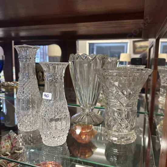 Vintage Cut Glass Vases x4