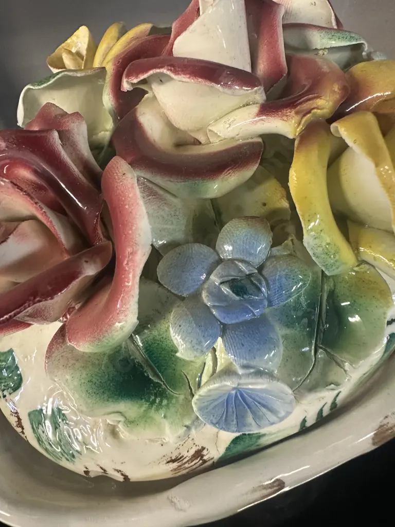 Vintage Italian Ceramic Floral Lidded Dish H16cm. Image 1++