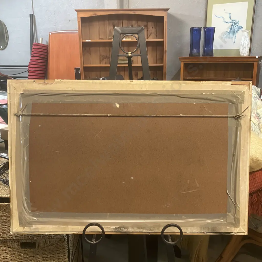 Large Landscape Oil Painting Signed Burnett '82, Framed. 55 x 86cm Image 1++