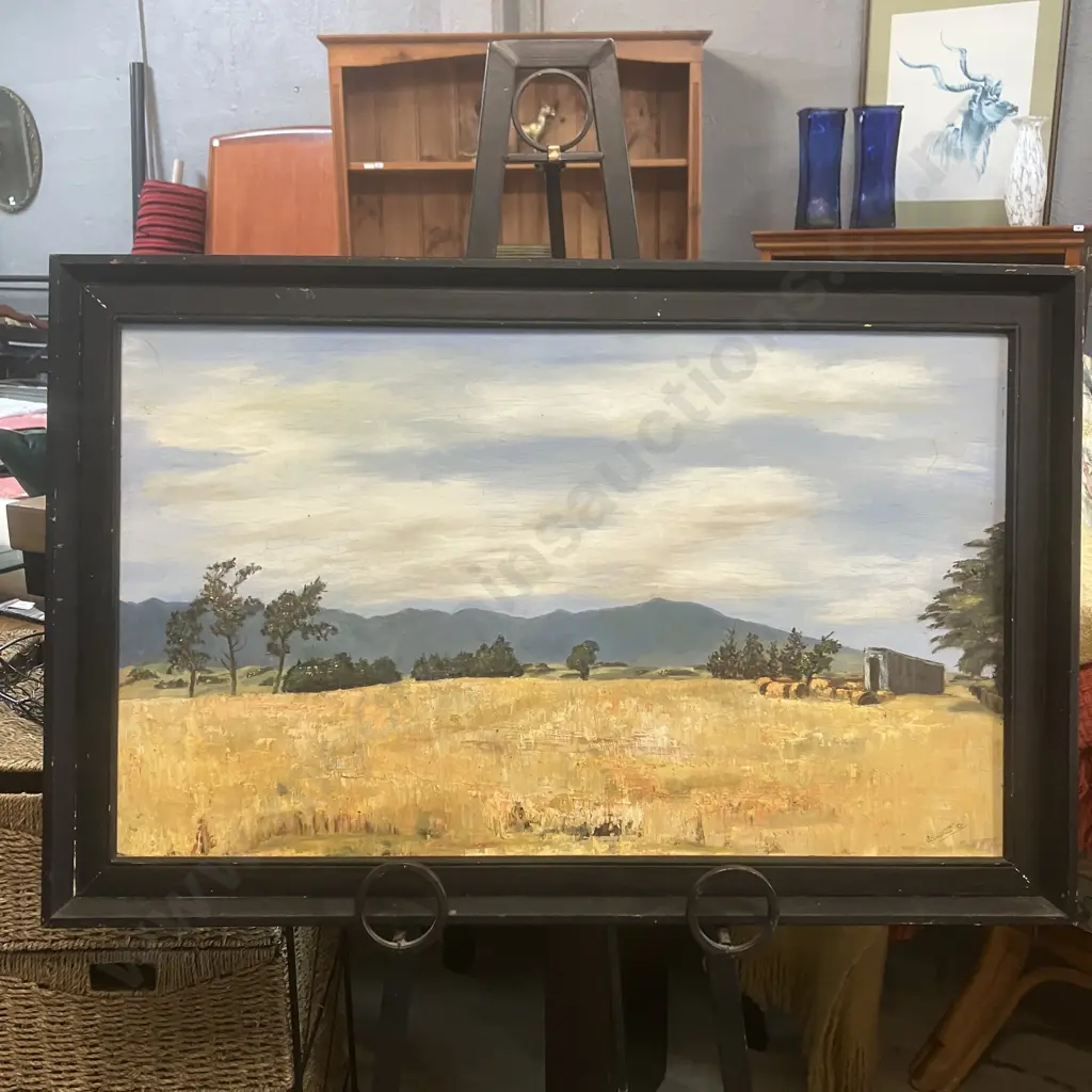 Large Landscape Oil Painting Signed Burnett '82, Framed. 55 x 86cm Image 1++