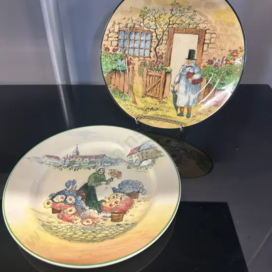 Antique Royal Doulton Collectors Plates Including 'Gaffers' #4210 & Dutch Flower Market Seller #4785