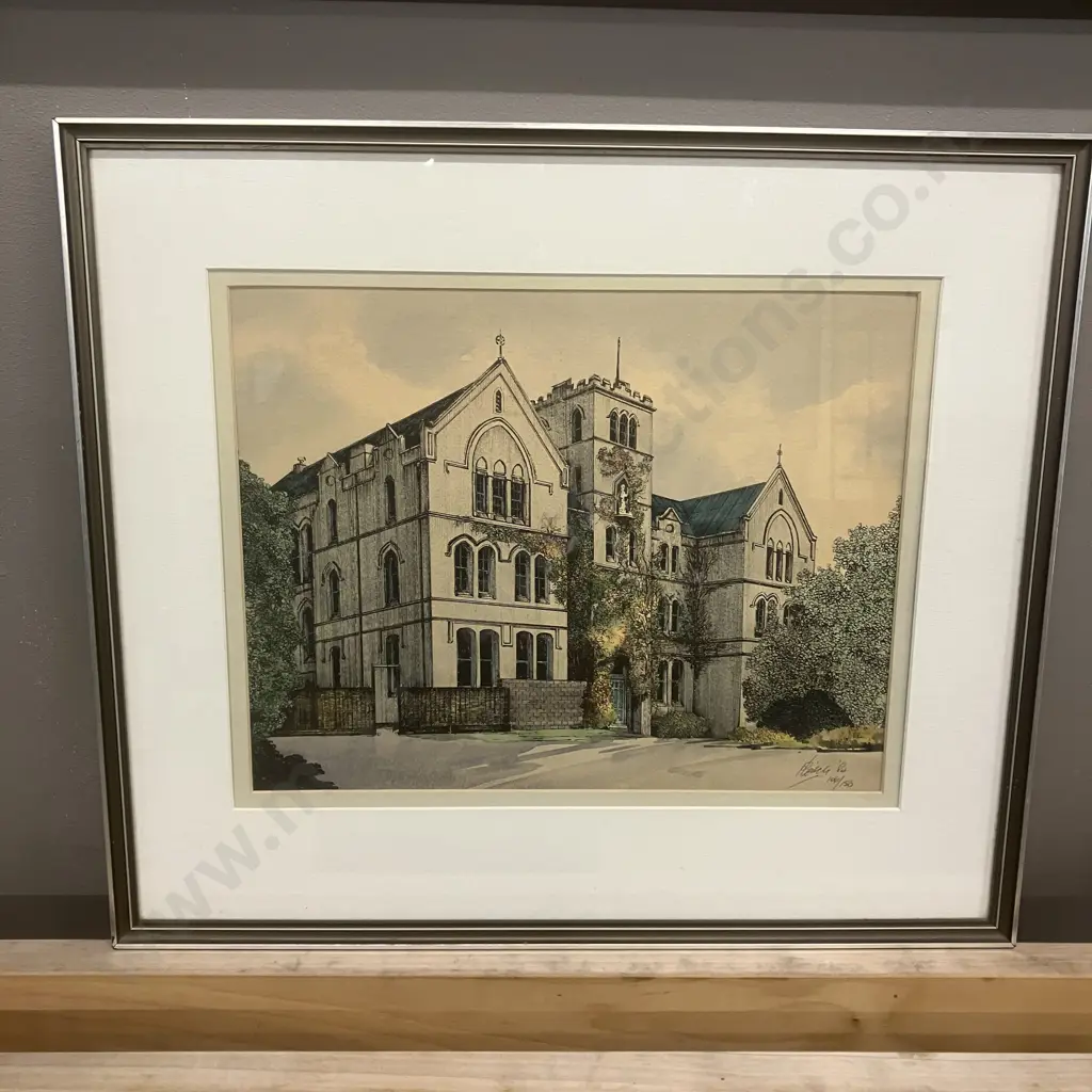 Peter G Leitch Framed Print 106/150 1984 – Original School Building St Patricks College. Wellington NZ Image 1++