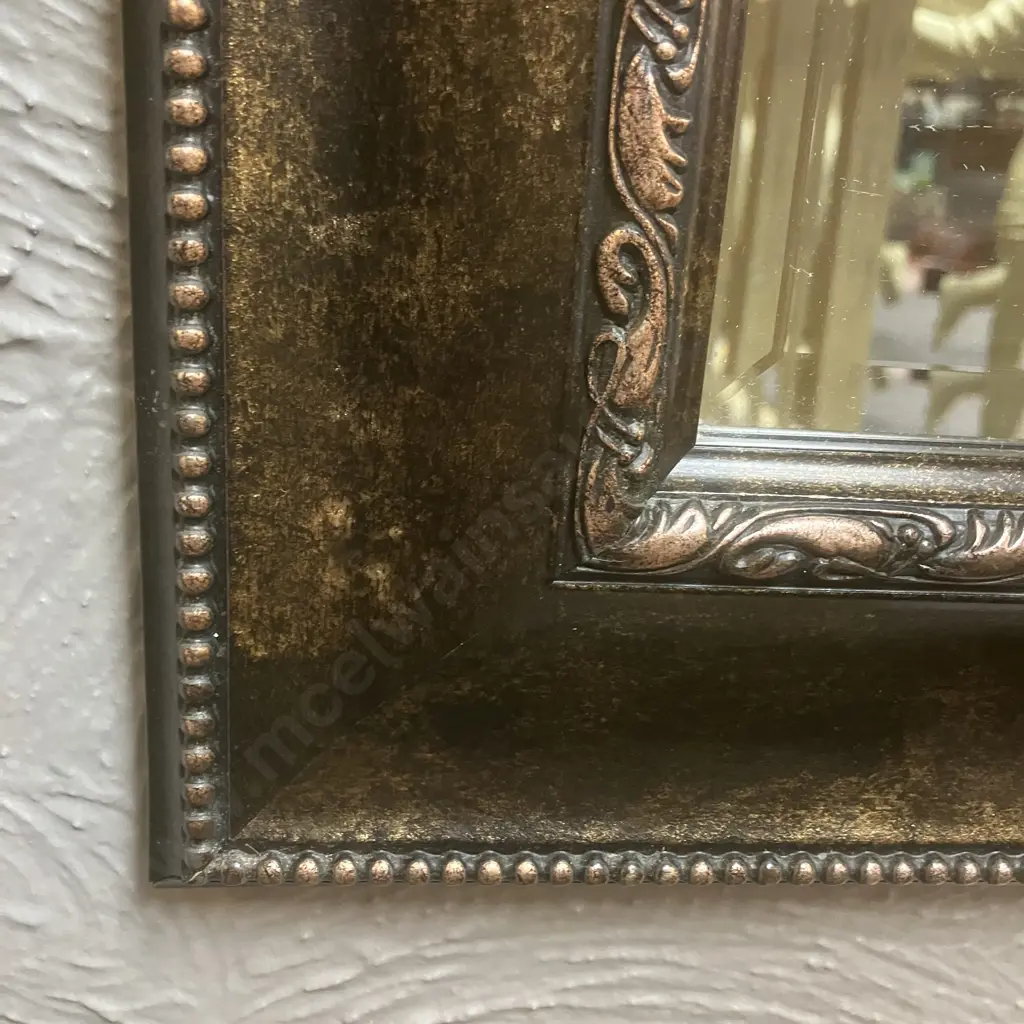 Bevelled Edged Wall Mirror With Black & Rose Gold Coloured Framed. 75 x 92cm Image 1++