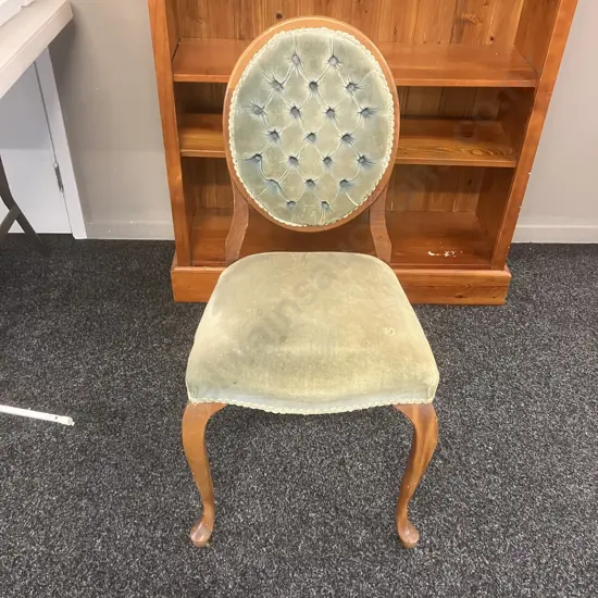 Mahogany Oval Button Backed Small Chair, Cabriole Legs (As Found)