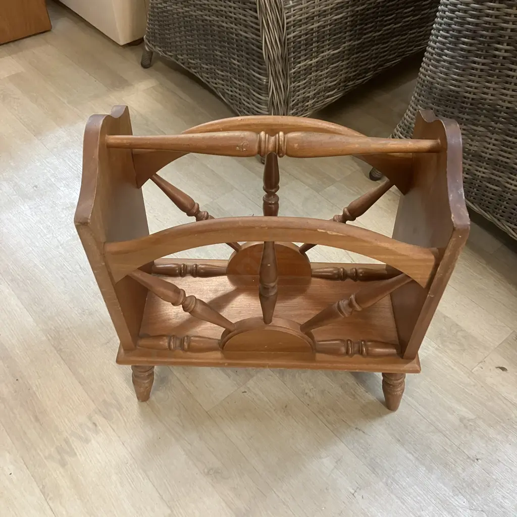 Mid Century Wooden Magazine Holder. H52 W48 D25cm Image 1++