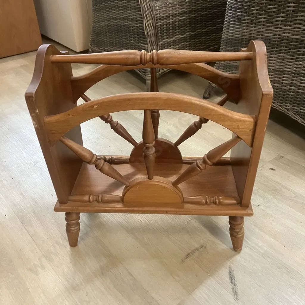 Mid Century Wooden Magazine Holder. H52 W48 D25cm Image 1++