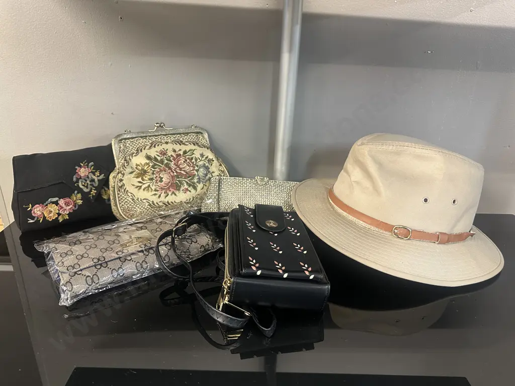 Greenwich Sydney Hat Size XL & Assorted Vintage Clutch Purses, Shoulder Bag Etc  Image 1++