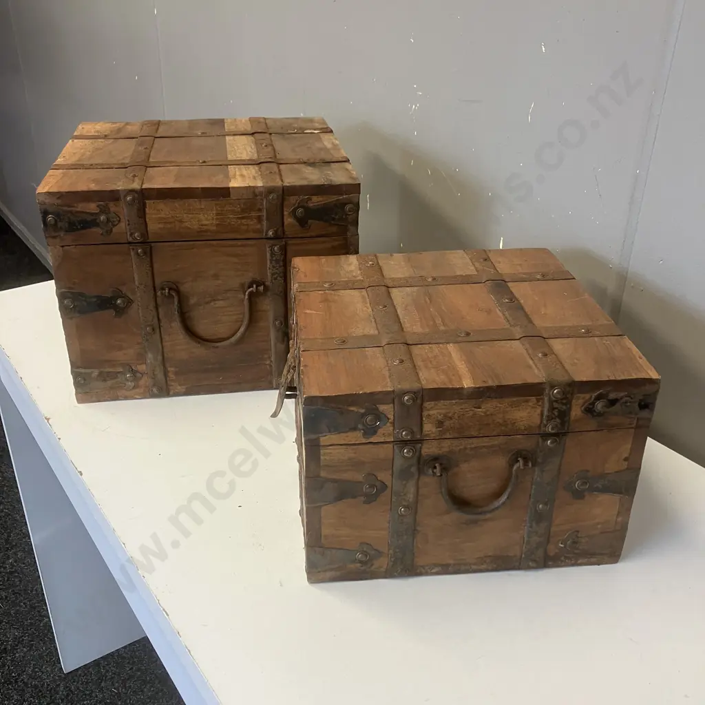 Pair of Hinged Wooden Boxes Image 1++