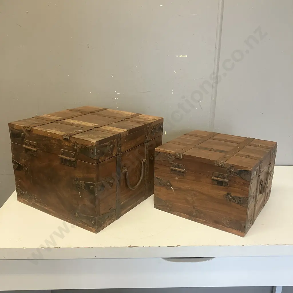 Pair of Hinged Wooden Boxes Image 1++