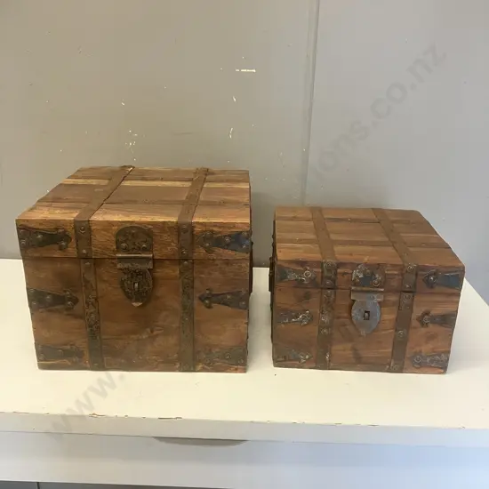 Pair of Hinged Wooden Boxes