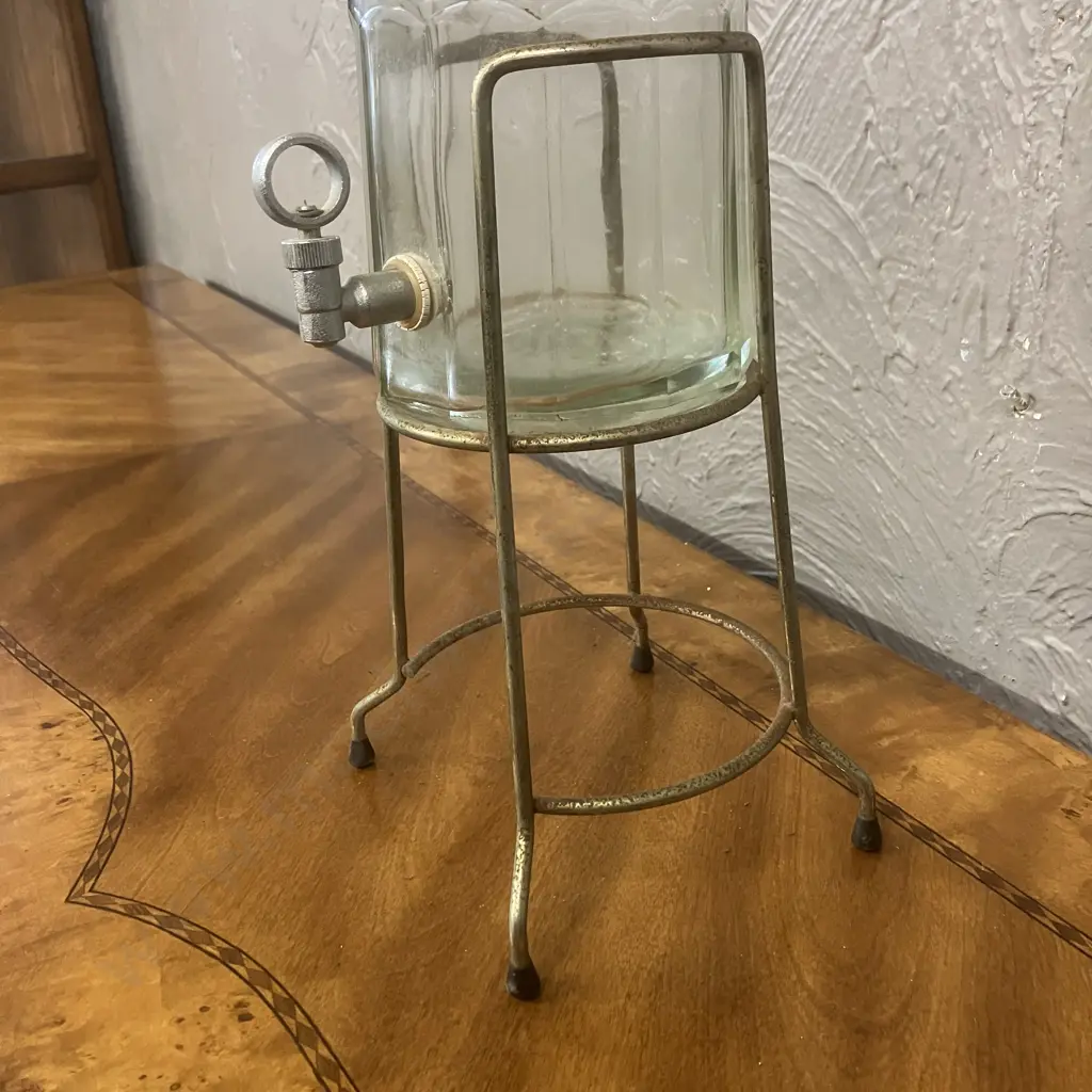 Vintage LIQUORE GALLIANO 1.75L Glass Bottle With Spigot Tap In Metal Stand. H87cm Image 1++