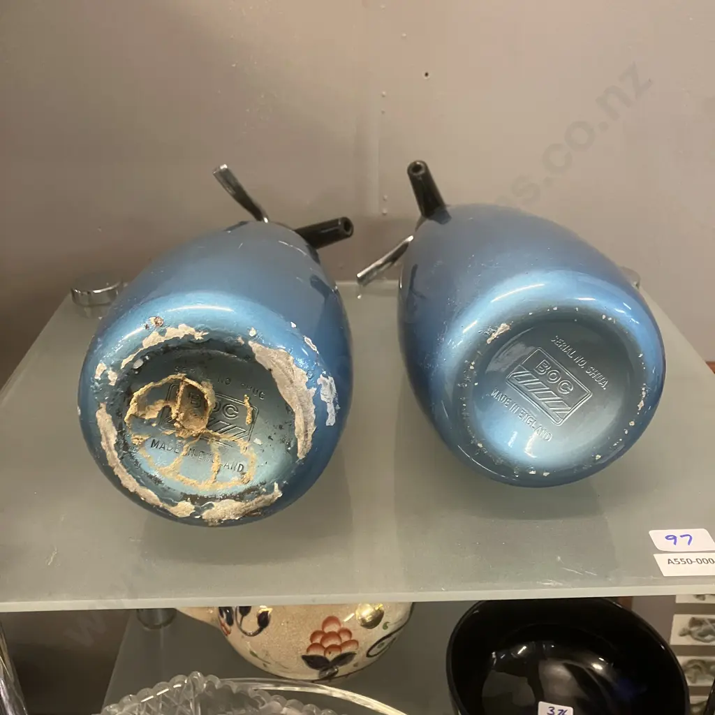 Pair of Vintage Sparklets BOC Soda Syphons, Blue - Made In England Image 1++