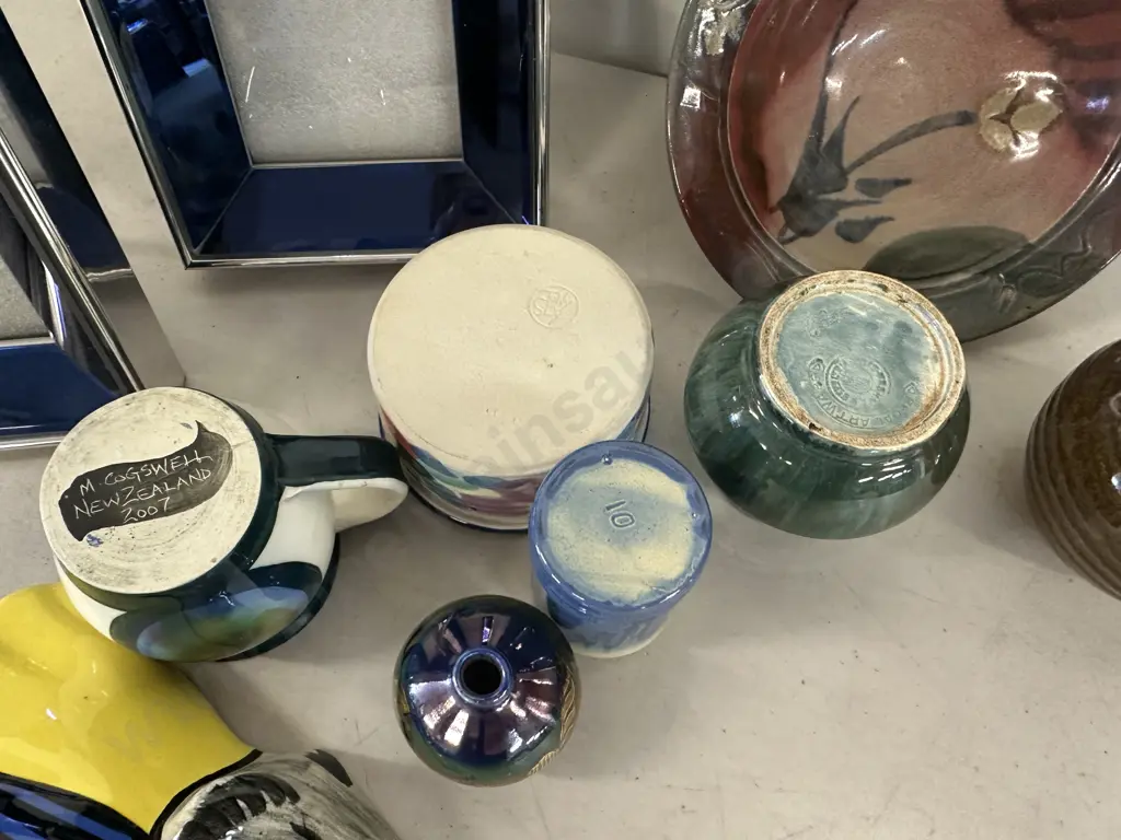 Selection Of Signed Pottery Items Including Tony Sly, M.Cogswell Etc With Fish Wall Art & Photo Frames Image 1++
