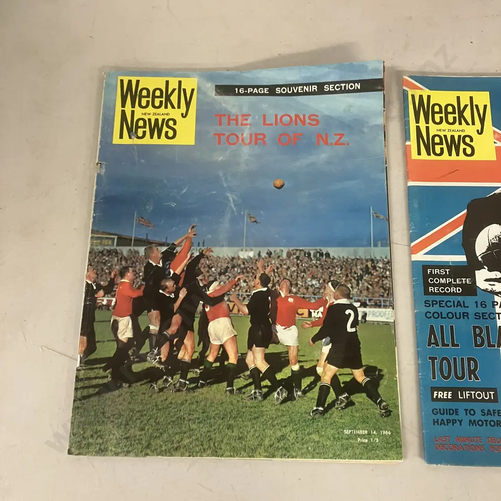 Weekly NZ News 22 Sept 1965 Springbok Tour Review, Sept 14 1966 NZ Lions Tour, 25 Dec 1967 All Blacks Tour Lift Out Image 1++