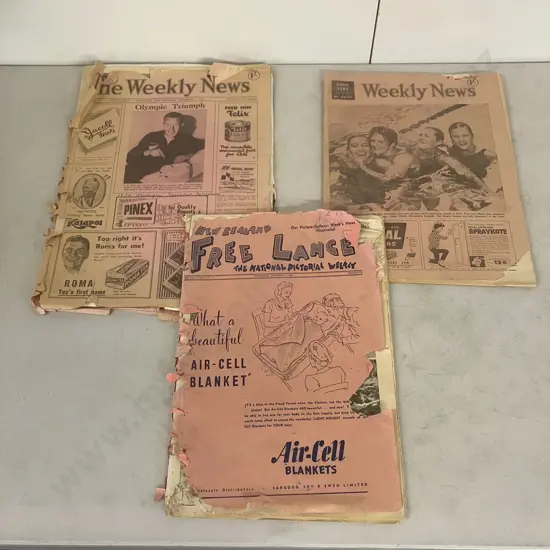 Vintage Newspapers New Zealand Free Lance Dec 5th 1945, New Zealand Weekly News Dec 5th 1956 & Dec 5th 1962