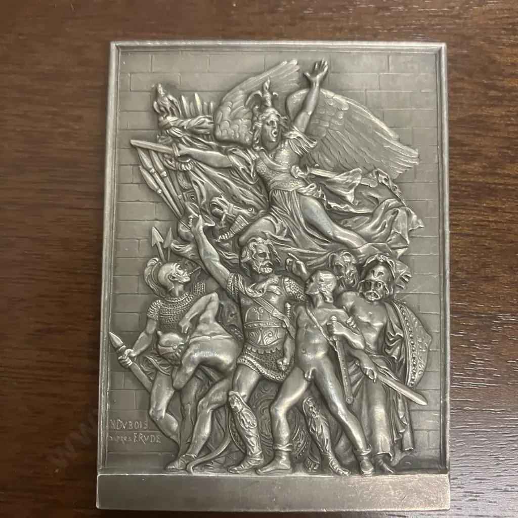 Art Medal - Viel Gluck 1906 Bronze 63 x 63mm & Hermann Dubois (1895-1958) "Der Aufbruch" Plaque 66 x 50mm Image 1++