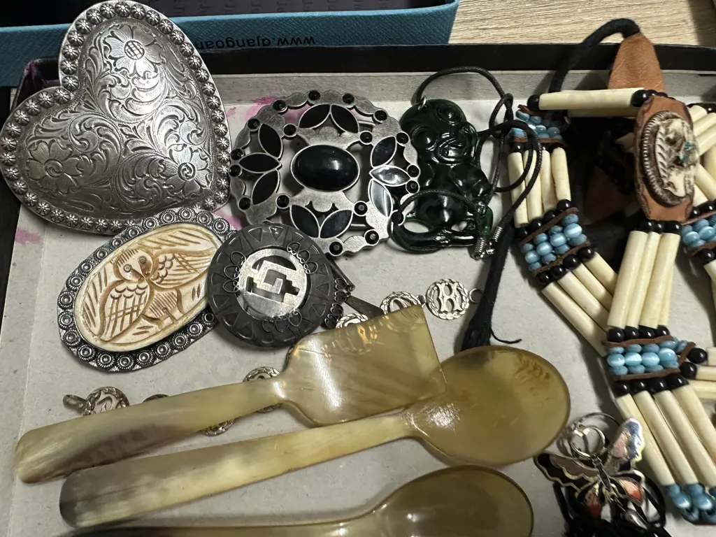 Selection Of Belt Buckles, Brooch, Bracelets Including 925 ETc Image 1++