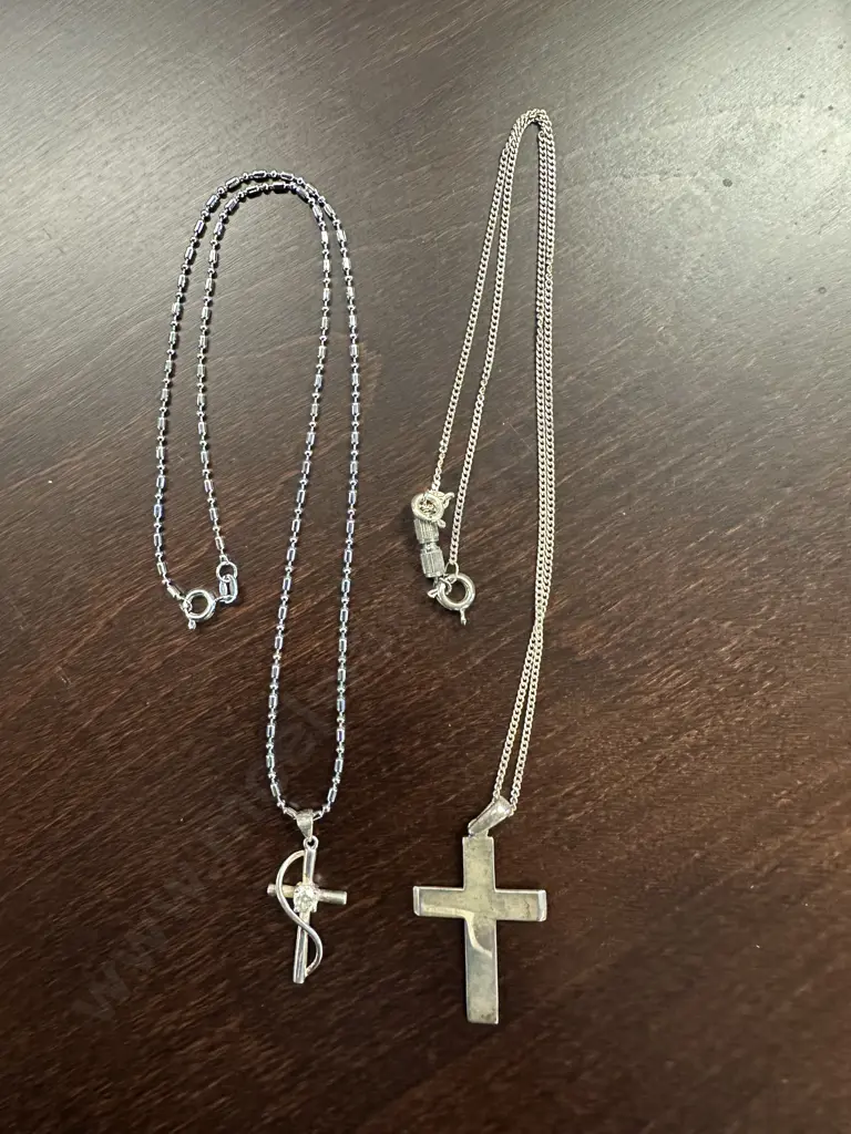 Vintage Stamped 925 Cross Pendant Necklaces  Image 1++