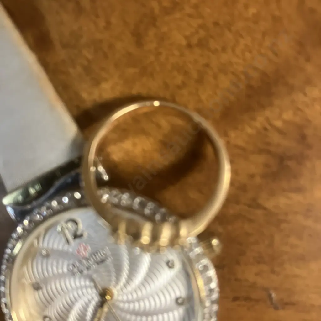 Small Gold Colour Ring With Clear Stones Marked D.13 & Olympic Ladies Watch (Missing Glass Face & Stones) Image 1++