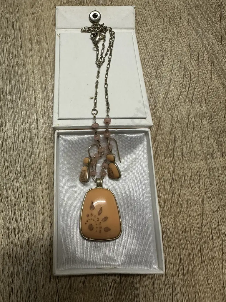 Necklace With Pendant & Matching Earring Set Stamped LC  Image 1++