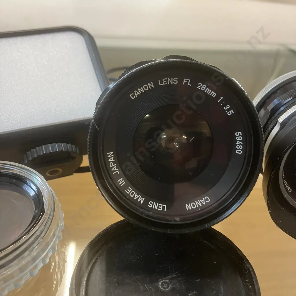 Canon Lens FL 28mm f/3.5 & FL 50mm f/1.8 Prime Lenses - Japan, Vivitar 48mm Polarizing Filter, Olympus A11 Flash Etc Image 1++