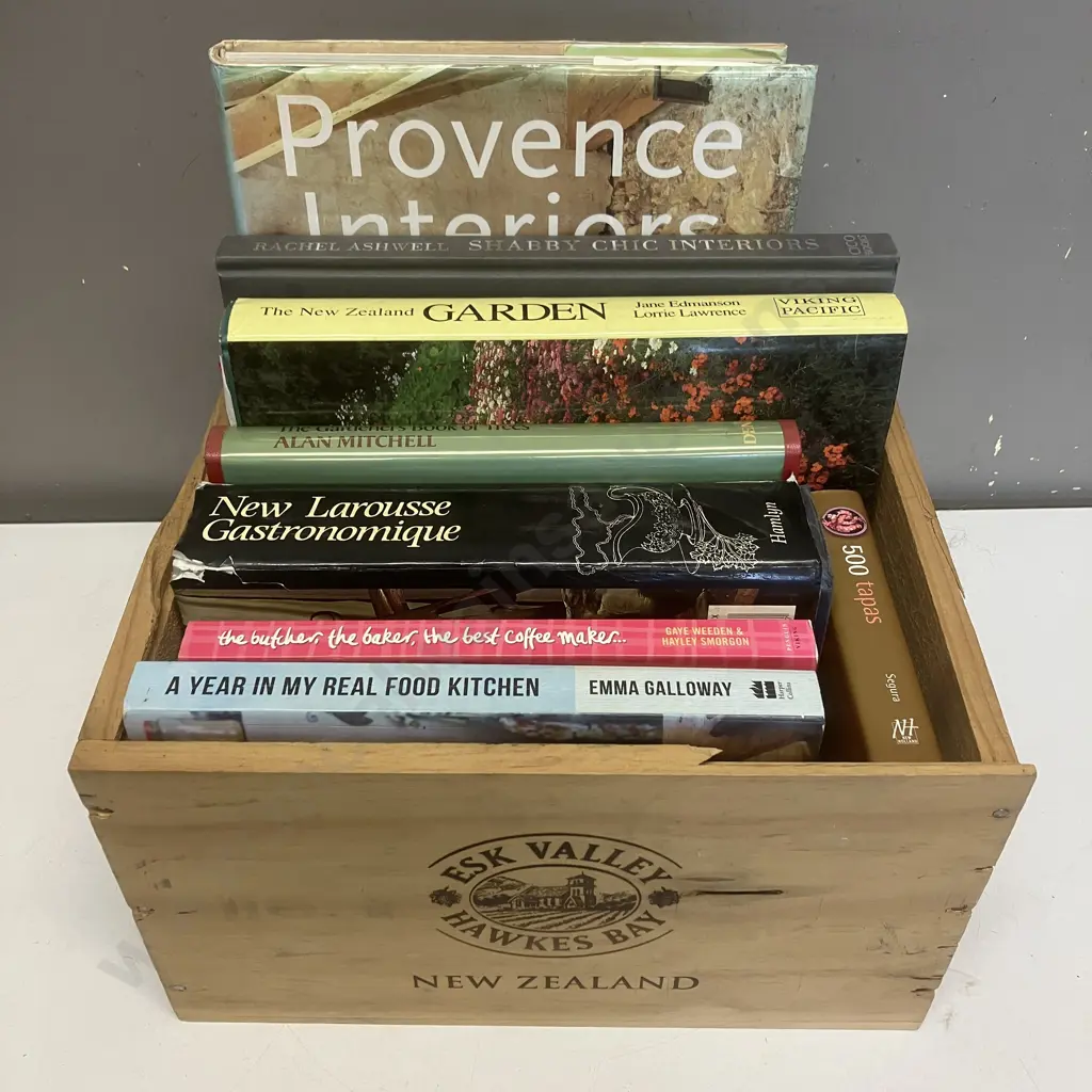 ESK Valley Wooden Box & Assorted Books Image 1++