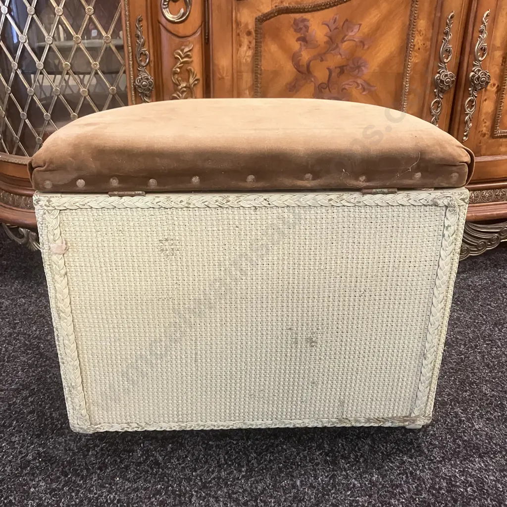 Vintage Lloyd Loom Style 1950's Semi Circle Laundry Basket / Ottoman. H41 W50 D35cm Image 1++