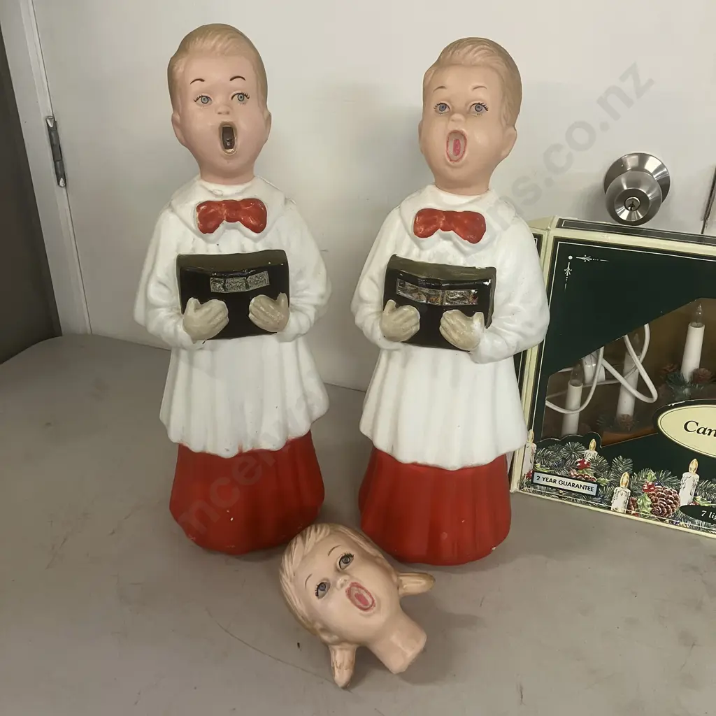 Christmas Items - Blow Moulded Choir Boys, Girls Head & Vintage Pifco Candle Arch In Box Image 1++