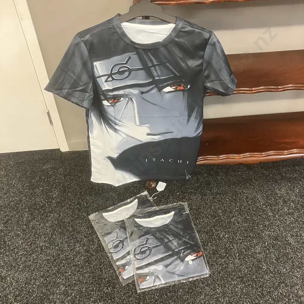 Anime T-Shirts x 3 - Naruto Itachi Size S & Size XS Image 1++